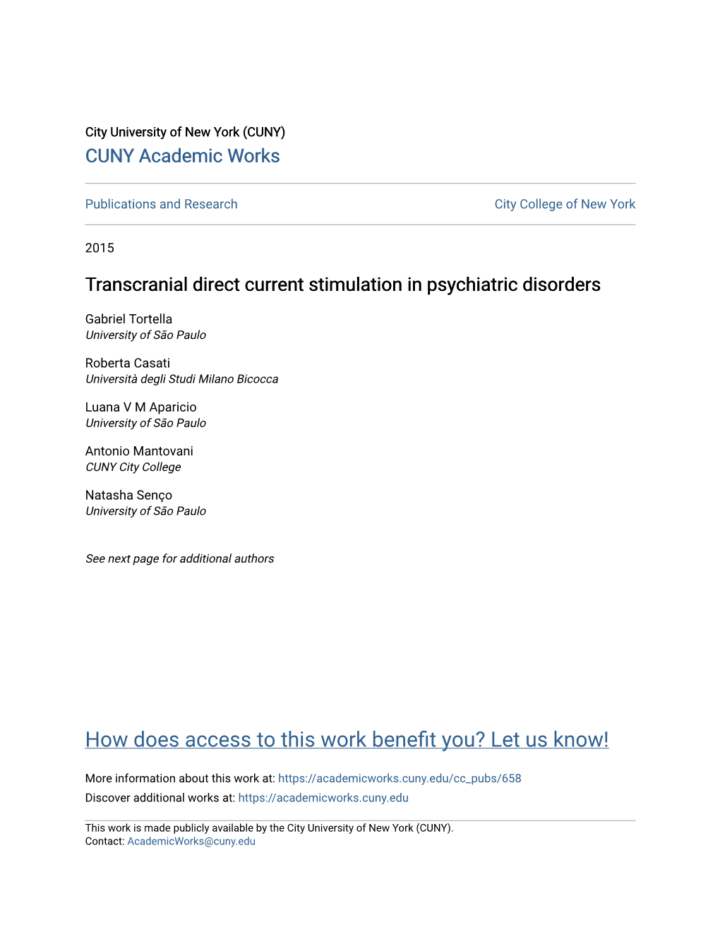 Transcranial Direct Current Stimulation in Psychiatric Disorders