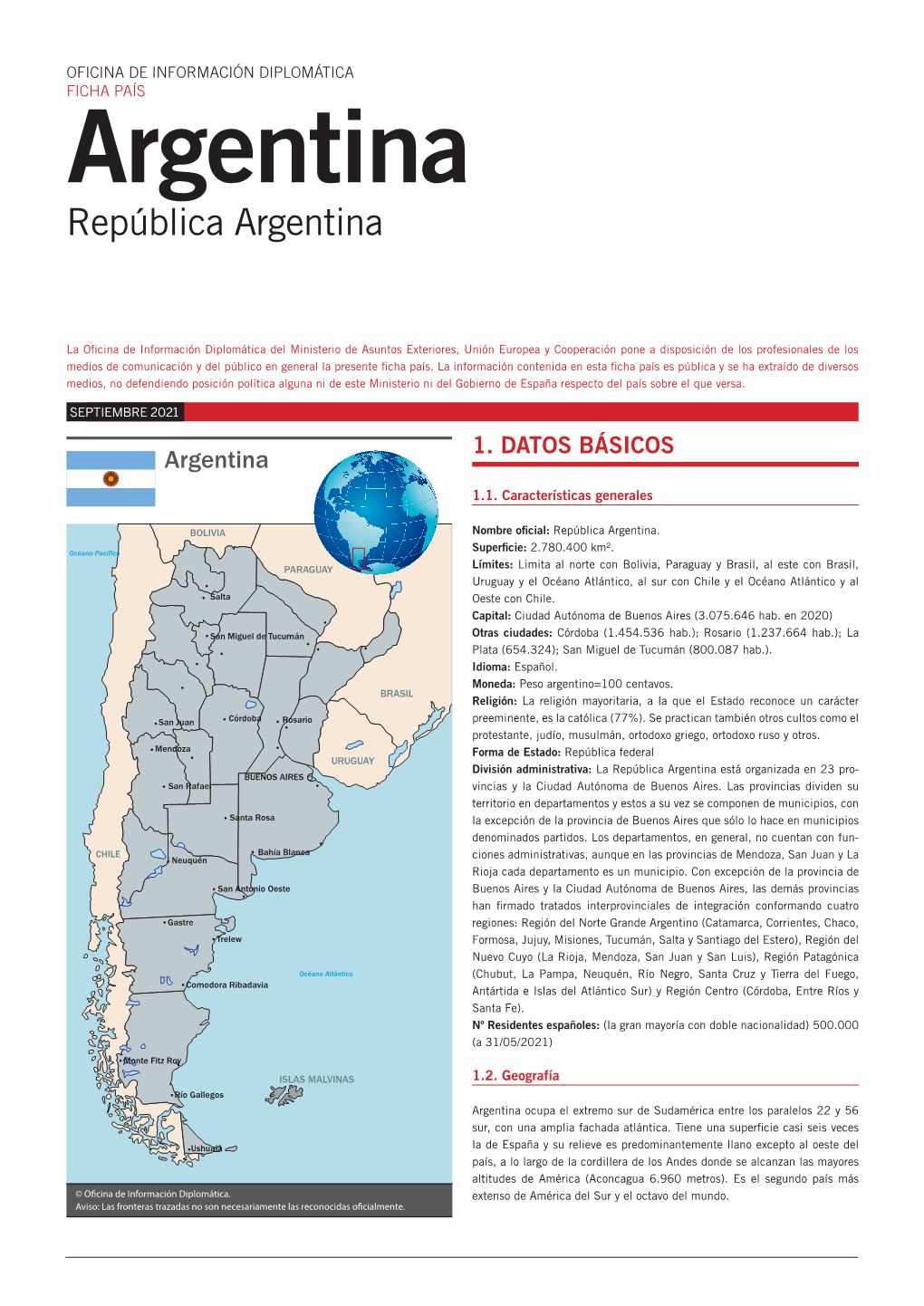 FICHA PAÍS Argentina República Argentina