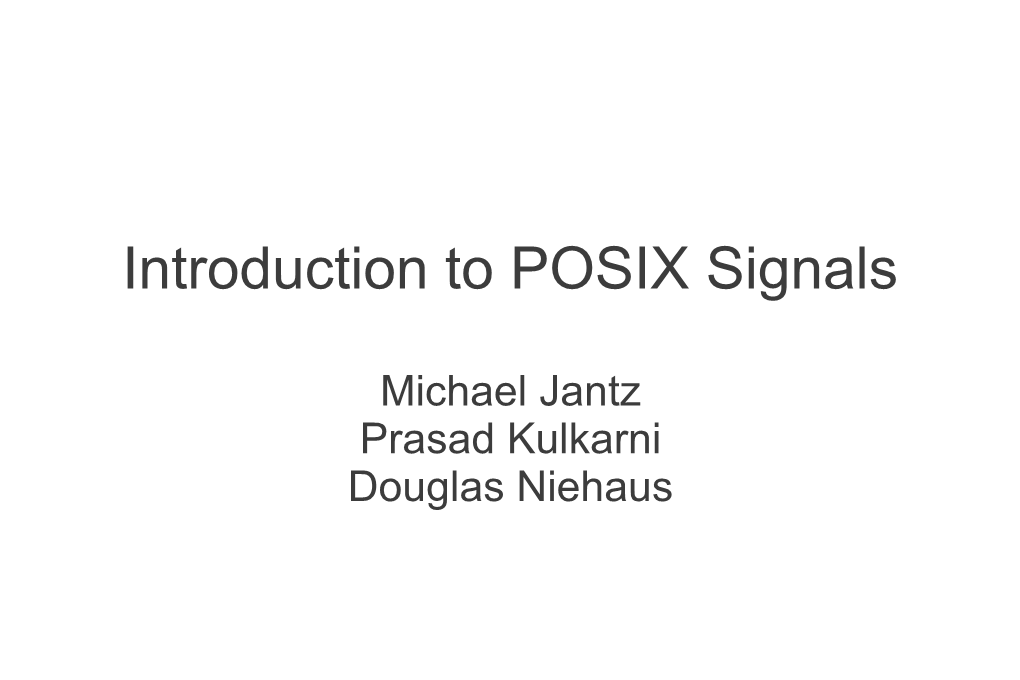 Introduction to POSIX Signals