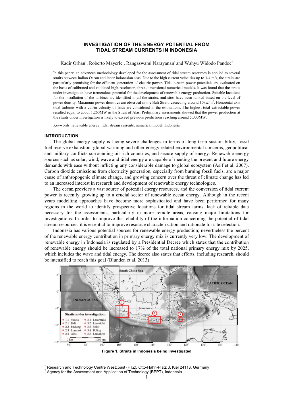 1 Investigation of the Energy Potential from Tidal Stream