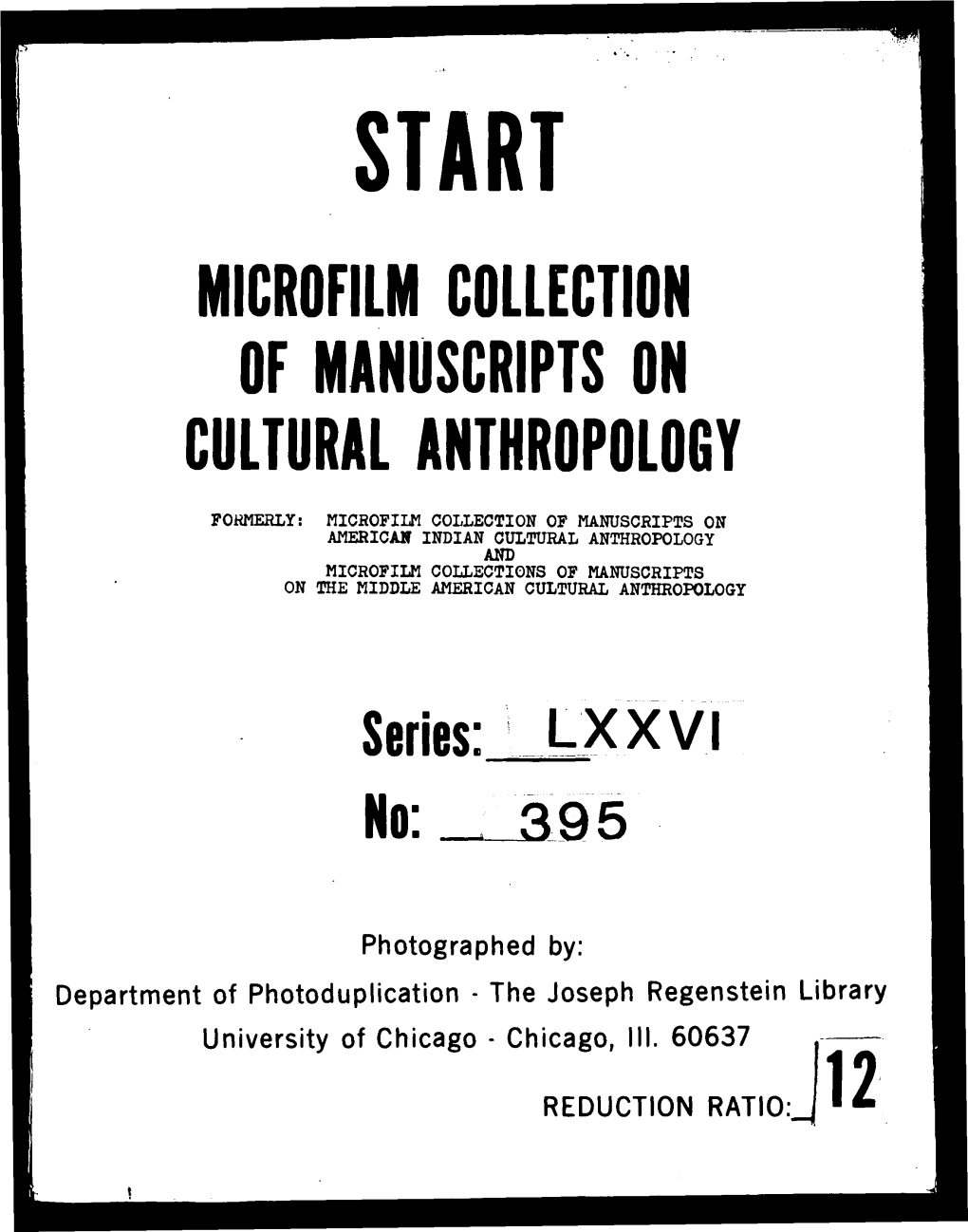 Microfilm Collection of Manuscripts on Cultural Anthr0p0l06y