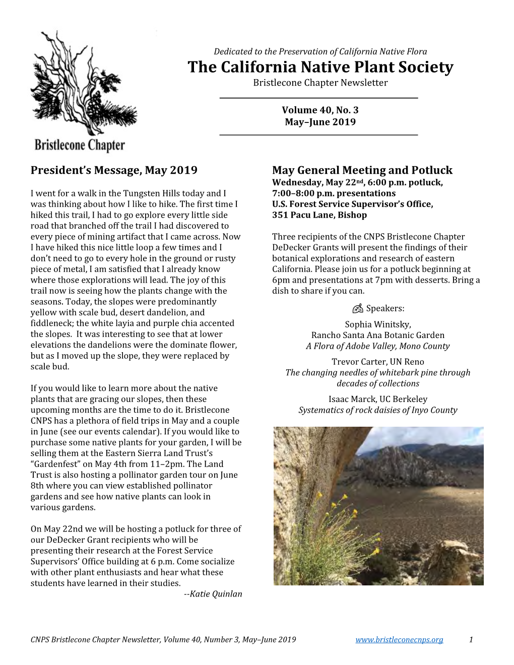 Bristlecone Chapter of the California Native Plant Society