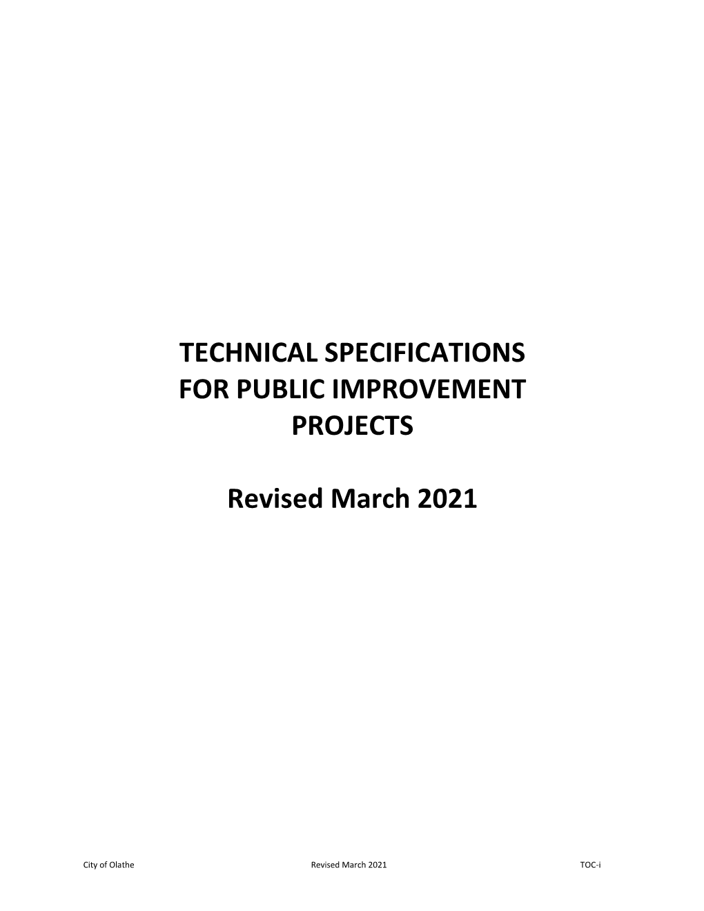 Technical Specifications for Public Improvement Projects