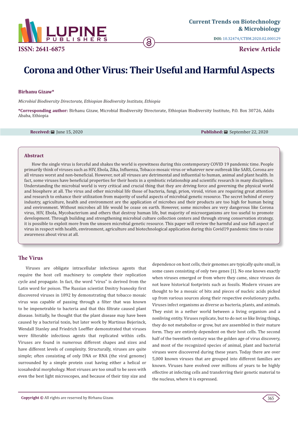 Corona and Other Virus: Their Useful and Harmful Aspects