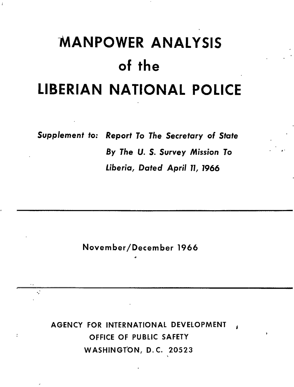 ANPOWER ANALYSIS of the LIBERIAN NATIONAL POLICE