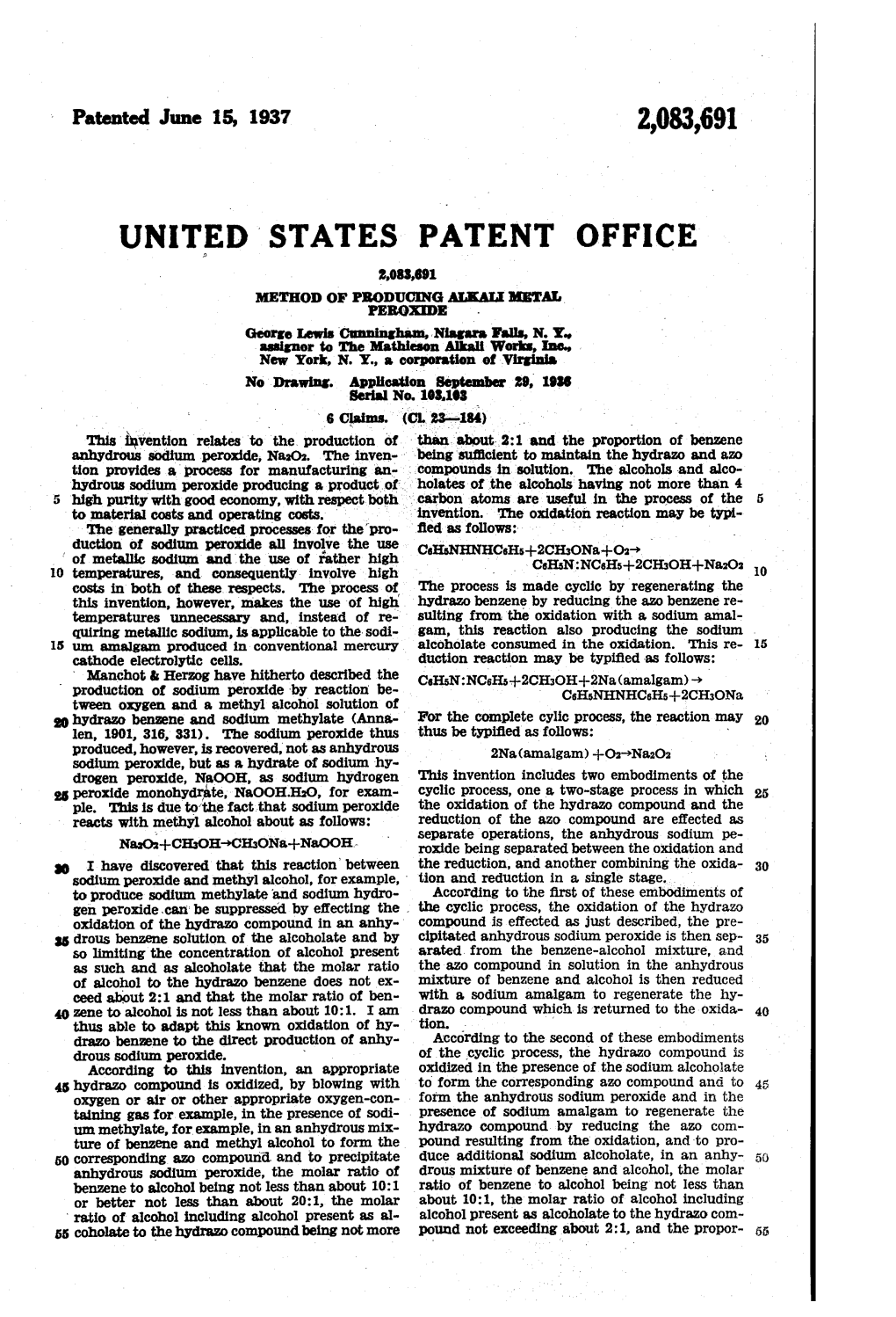 United States Patent Office 2,083,691 Method of Producing a Kama, Perg)