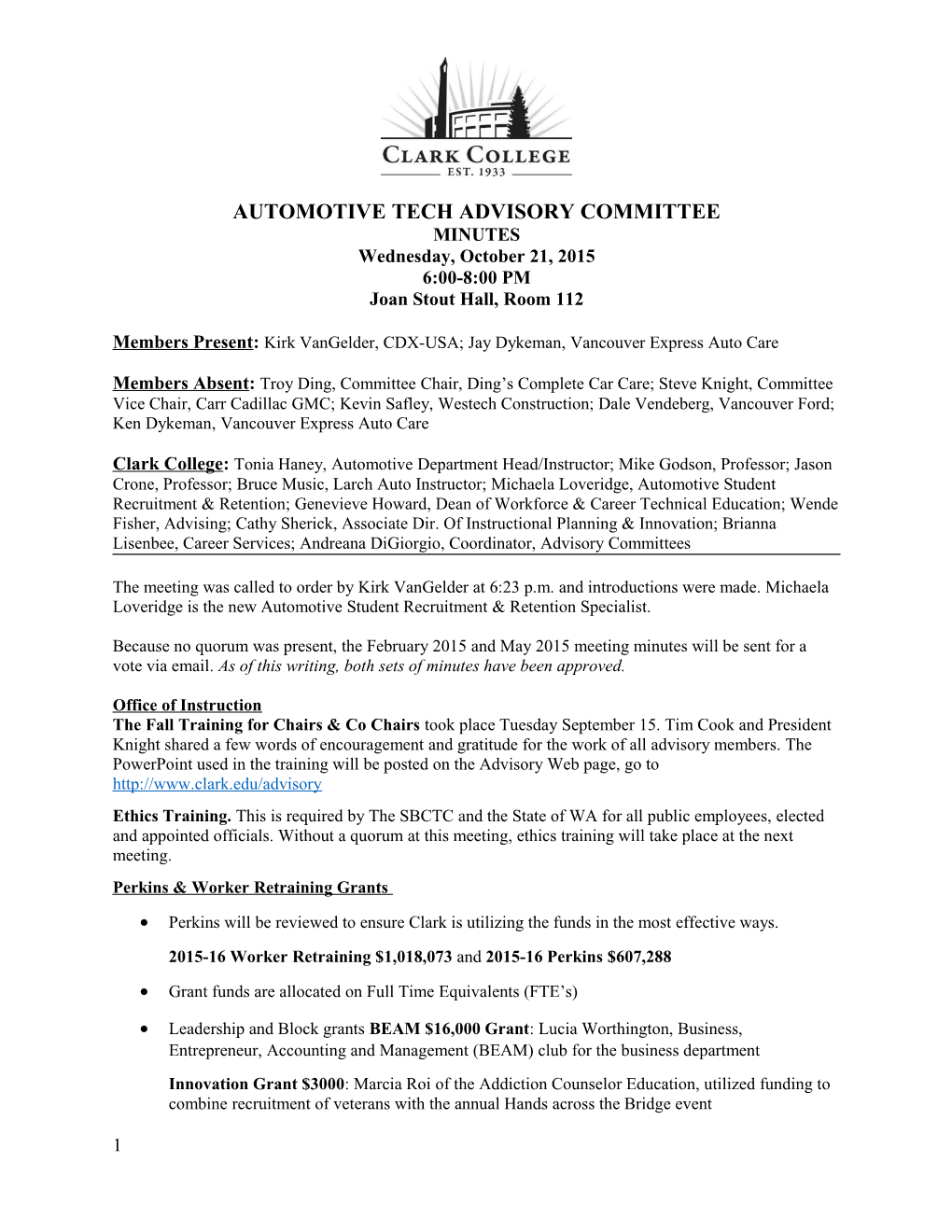 Automotive Tech Advisory Committee