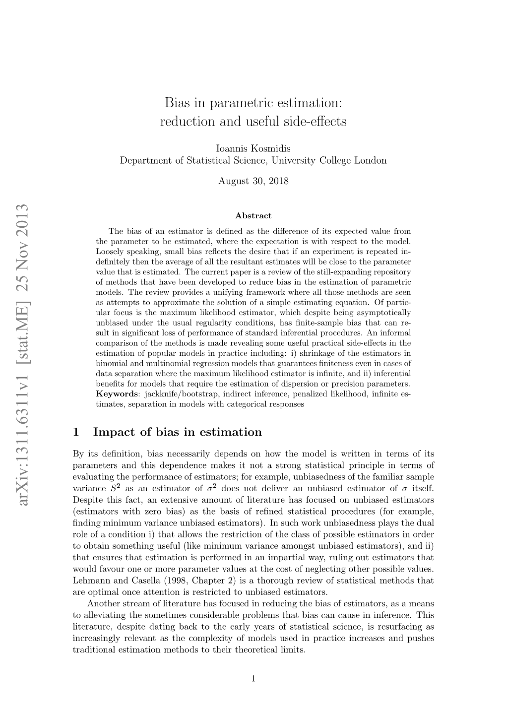 Bias in Parametric Estimation: Reduction and Useful Side-Effects