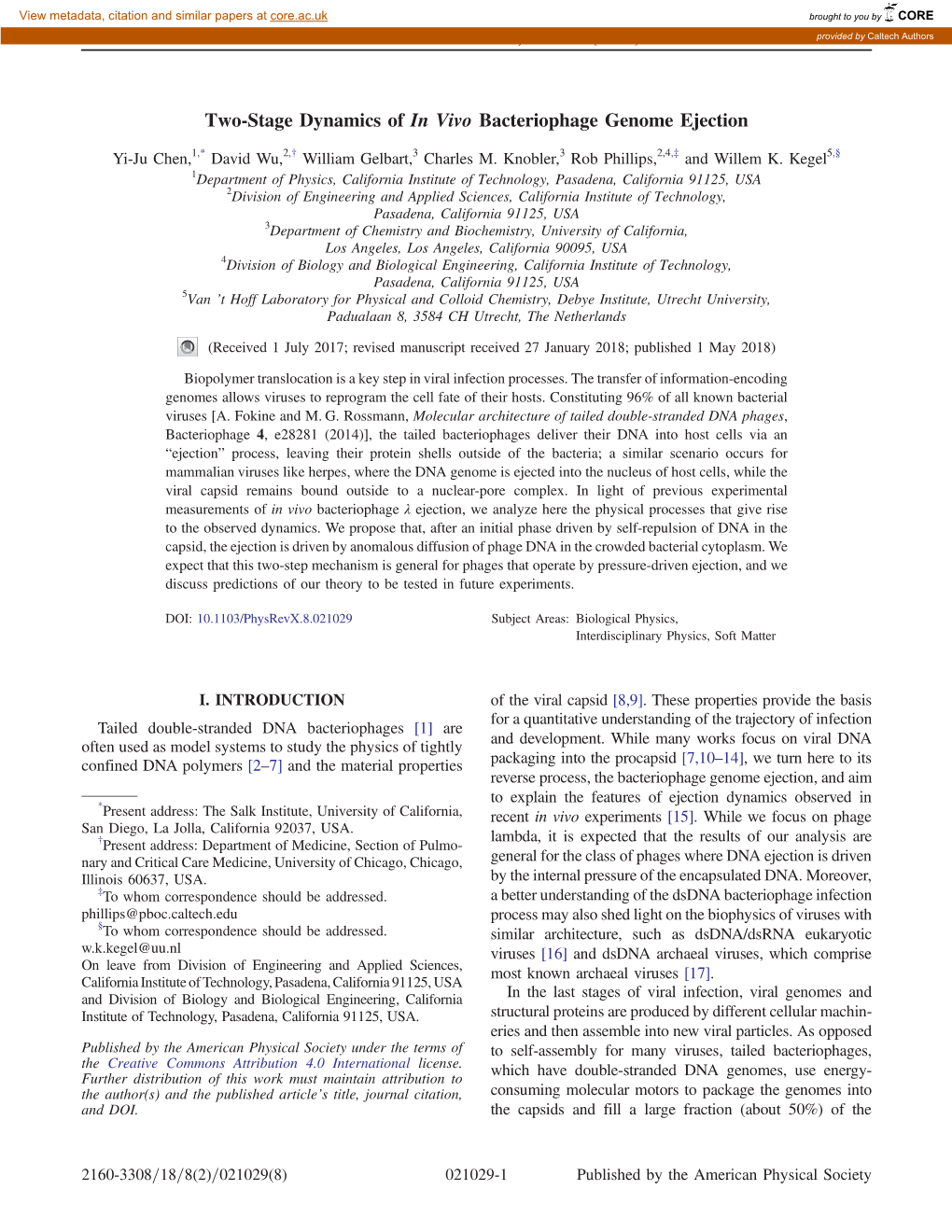 Two-Stage Dynamics of in Vivo Bacteriophage Genome Ejection