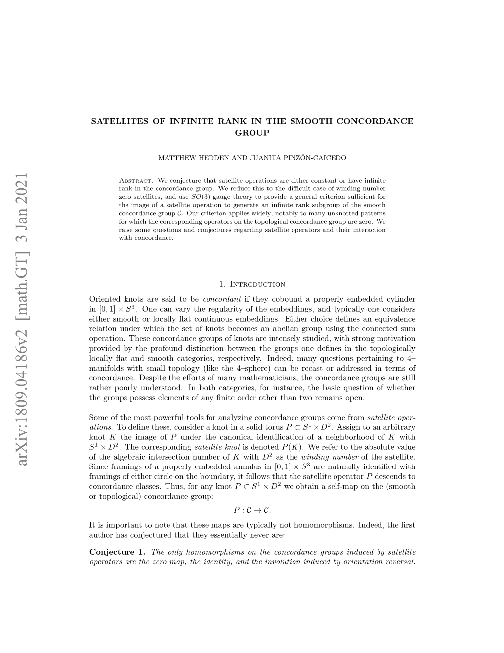 Arxiv:1809.04186V2 [Math.GT] 3 Jan 2021