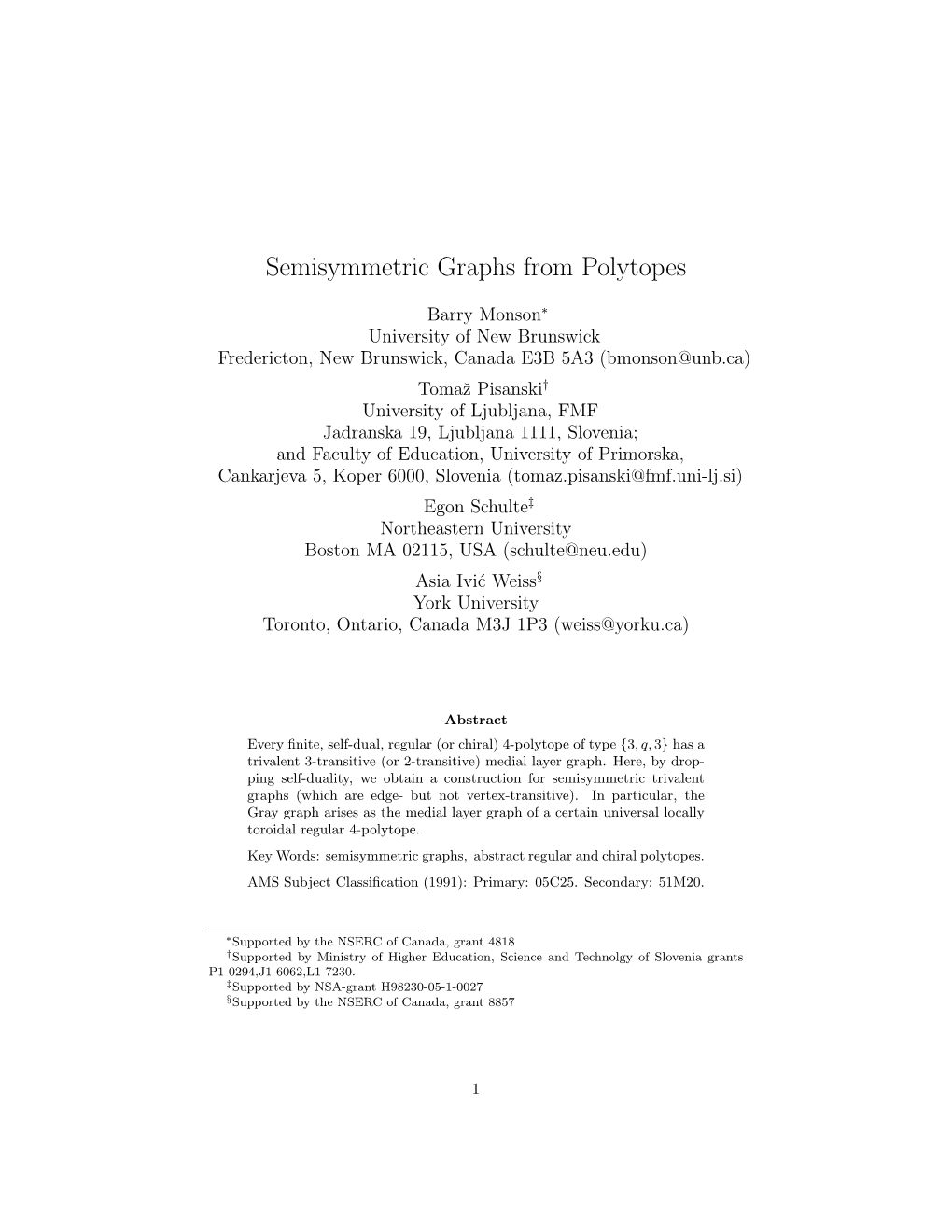 Semisymmetric Graphs from Polytopes