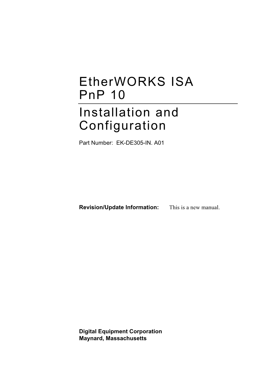 Etherworks ISA Pnp Installation and Configuration