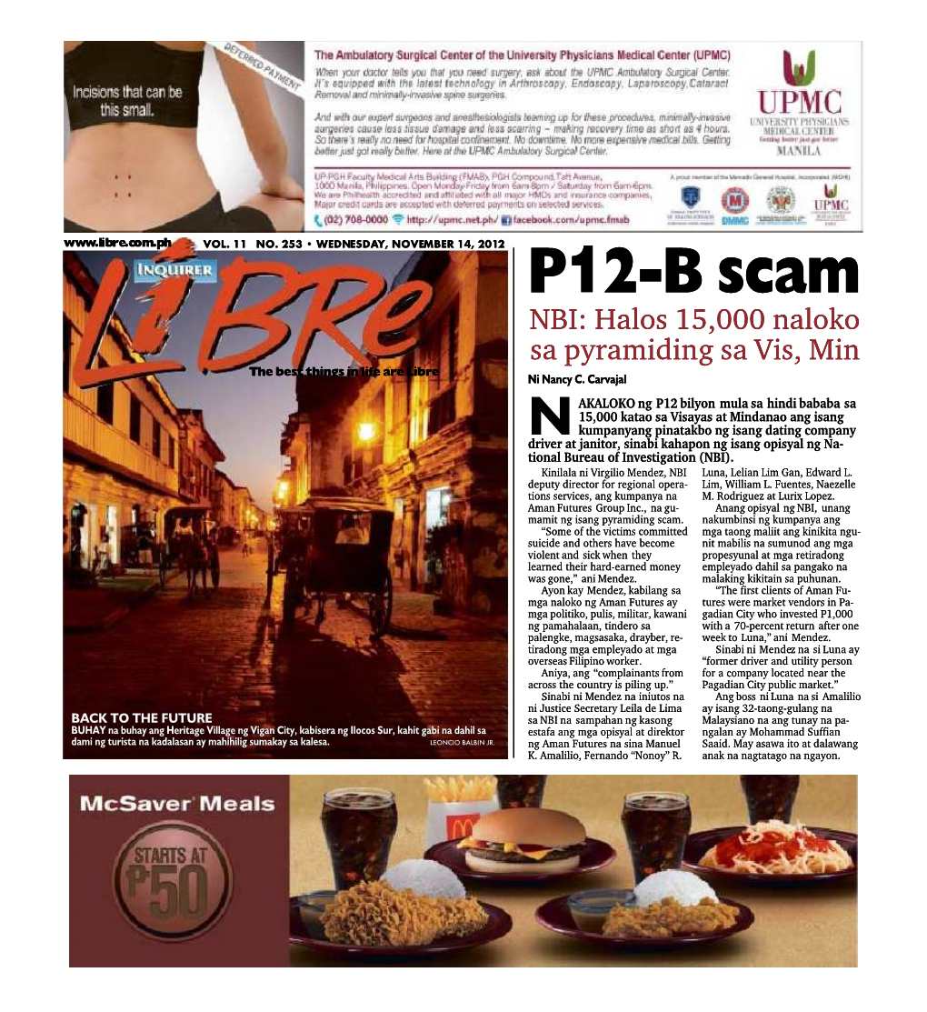 P12-B Scam NBI: Halos 15,000 Naloko Sa Pyramiding Sa Vis, Min the Best Things in Life Are Libre Ni Nancy C