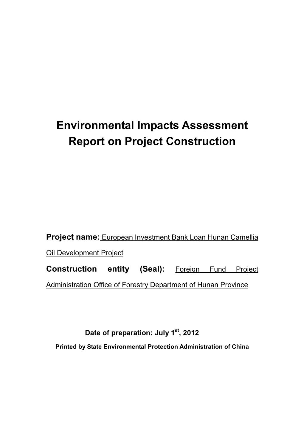 Environmental Impact Analysis in This Report