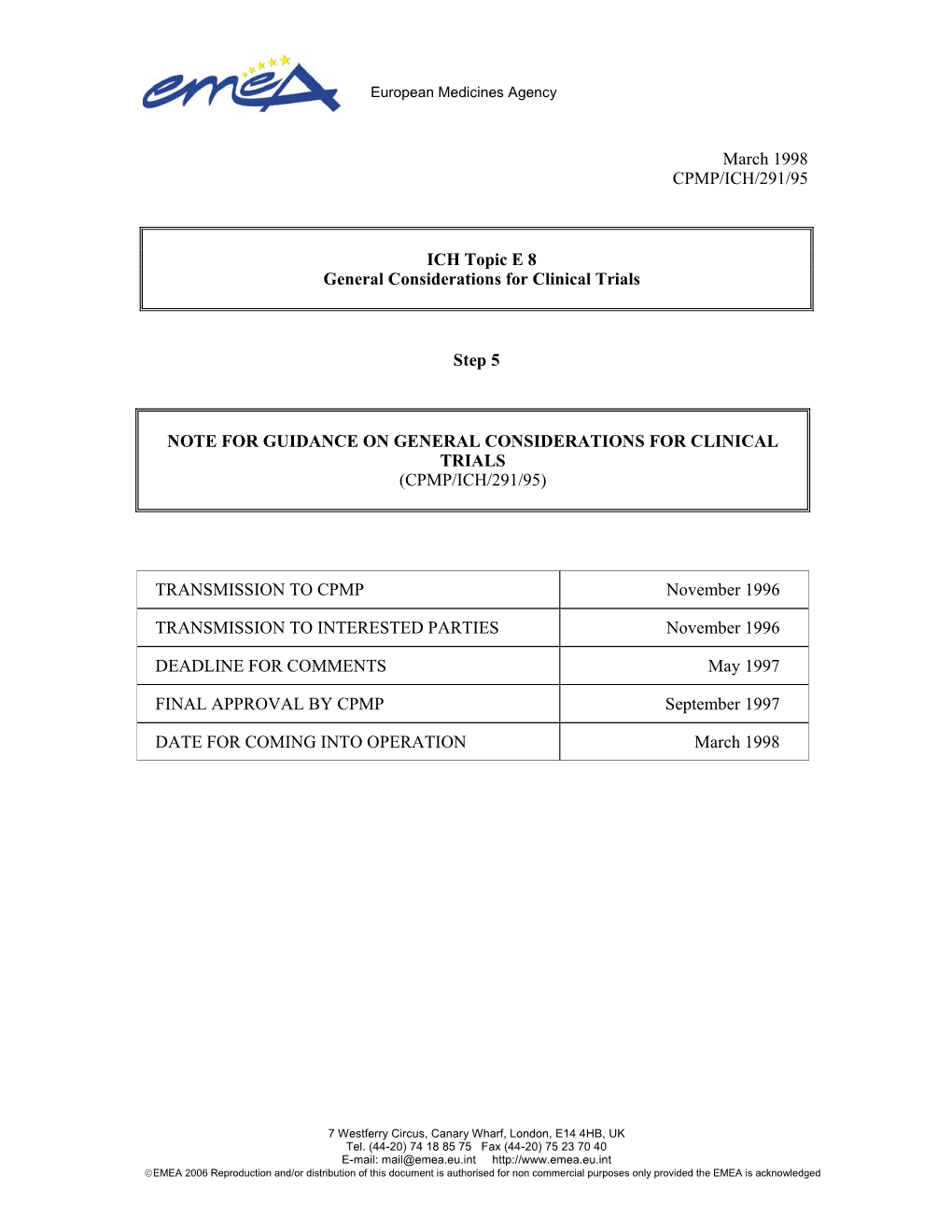 E 8 General Considerations for Clinical Trials