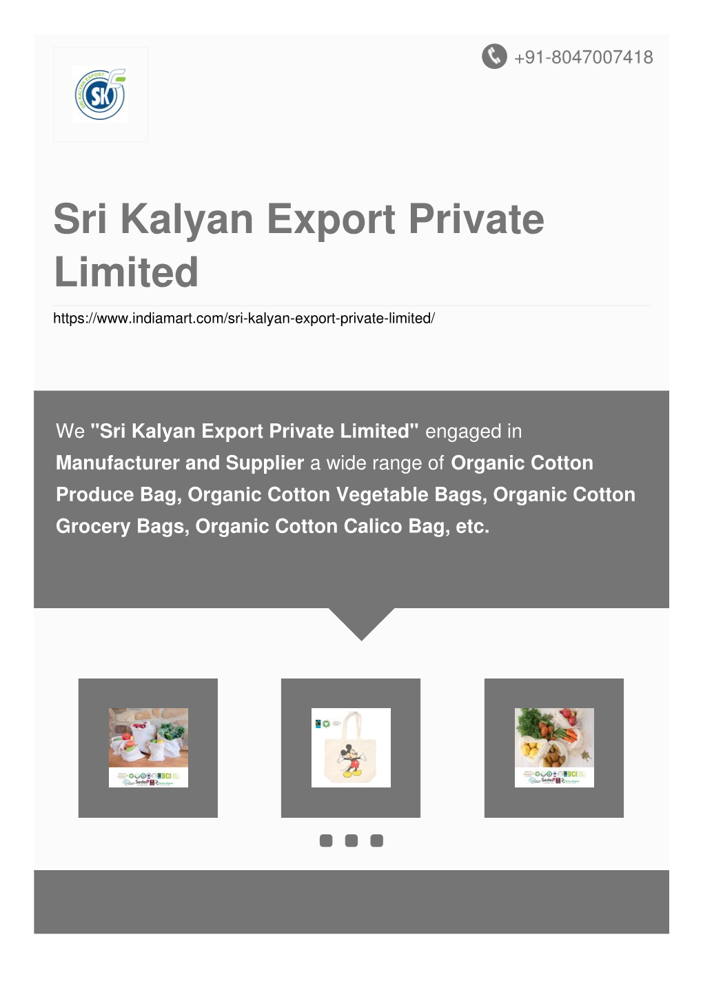 Sri Kalyan Export Private Limited