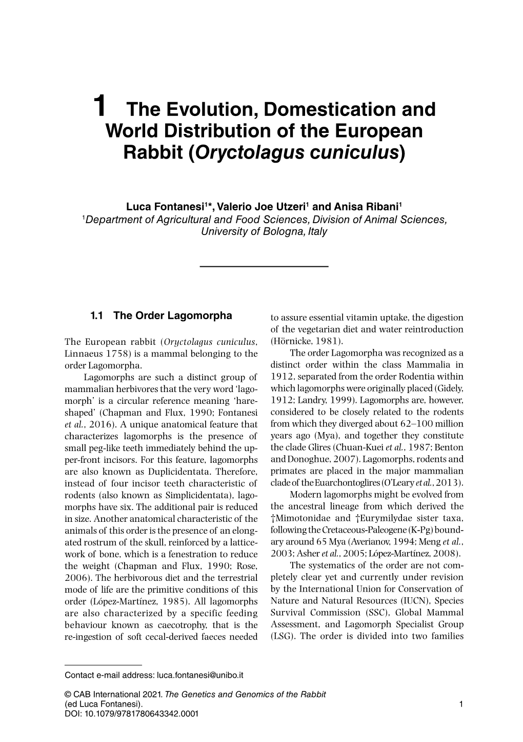 World Distribution of the European Rabbit (Oryctolagus Cuniculus)