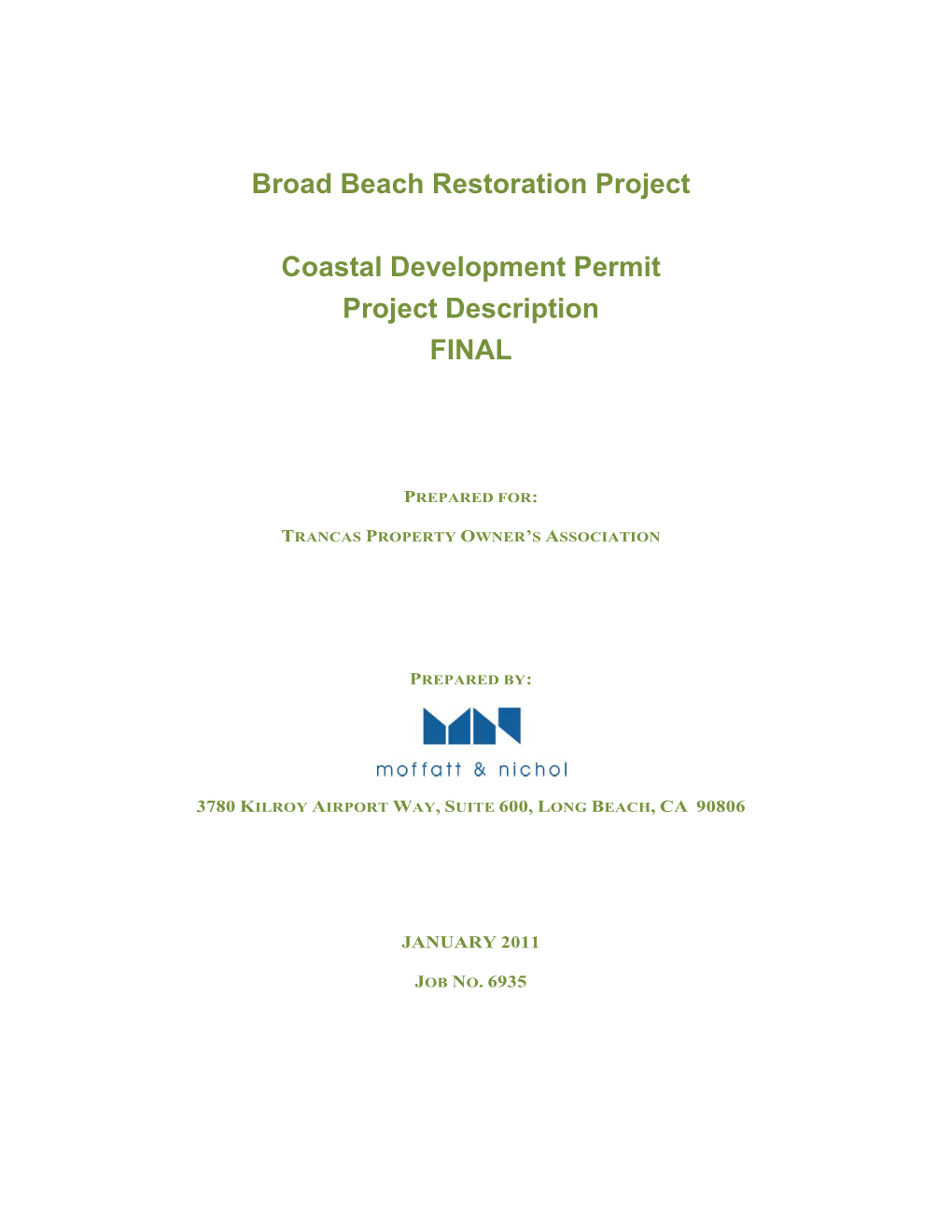 Broad Beach Restoration Project Coastal Development Permit