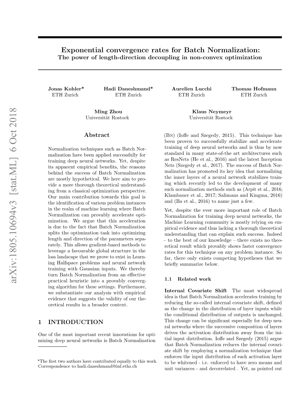 Arxiv:1805.10694V3 [Stat.ML] 6 Oct 2018 Ing Algorithm for These Settings