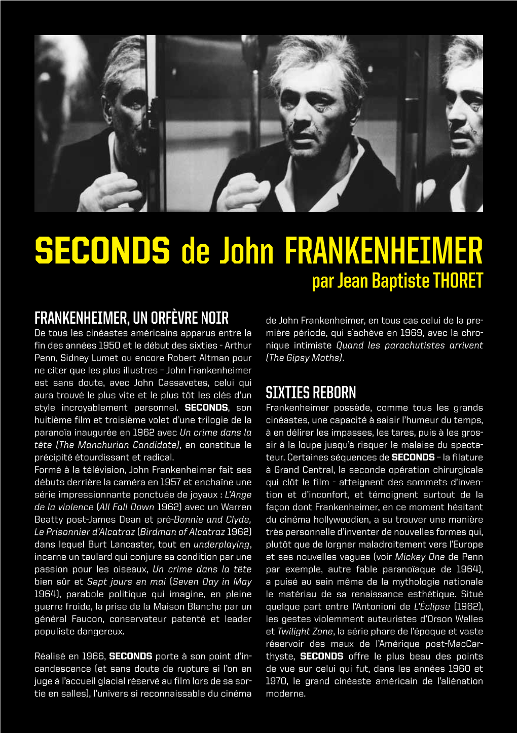 SECONDS De John Frankenheimer Par Jean Baptiste THORET