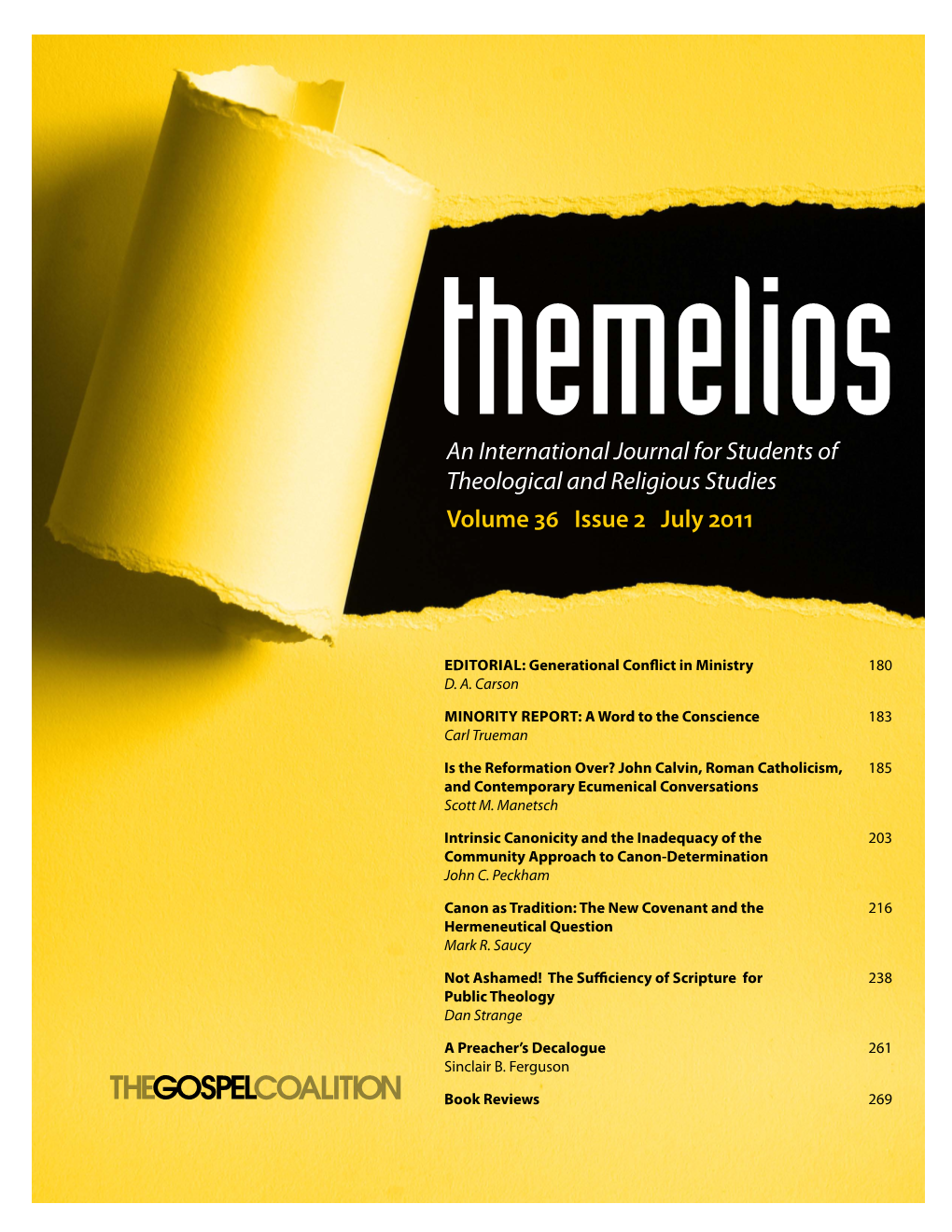 An International Journal for Students of Theological and Religious Studies Volume 36 Issue 2 July 2011