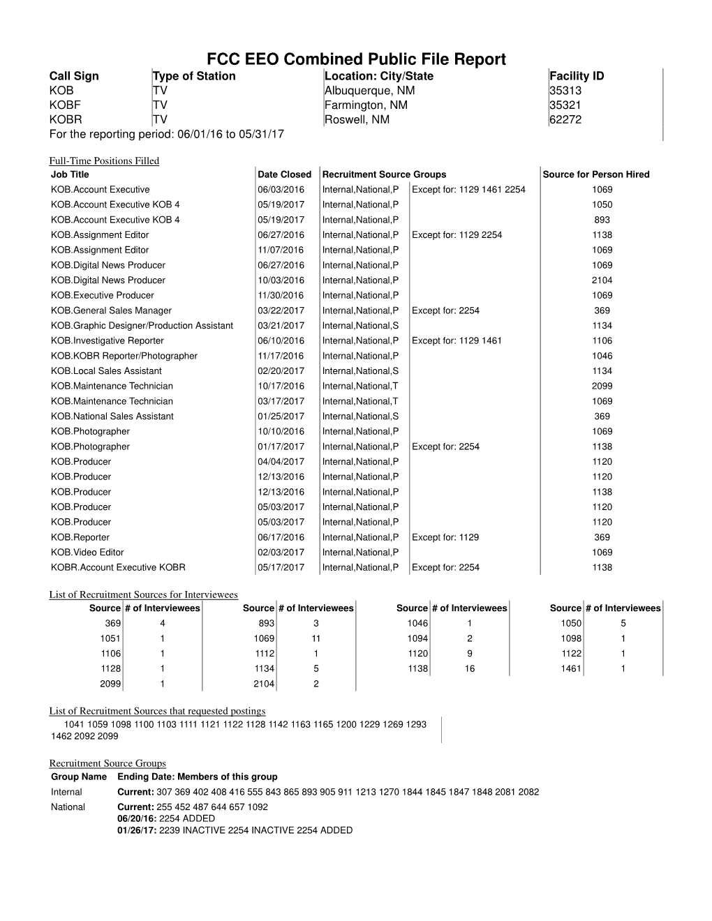 FCC EEO Combined Public File Report