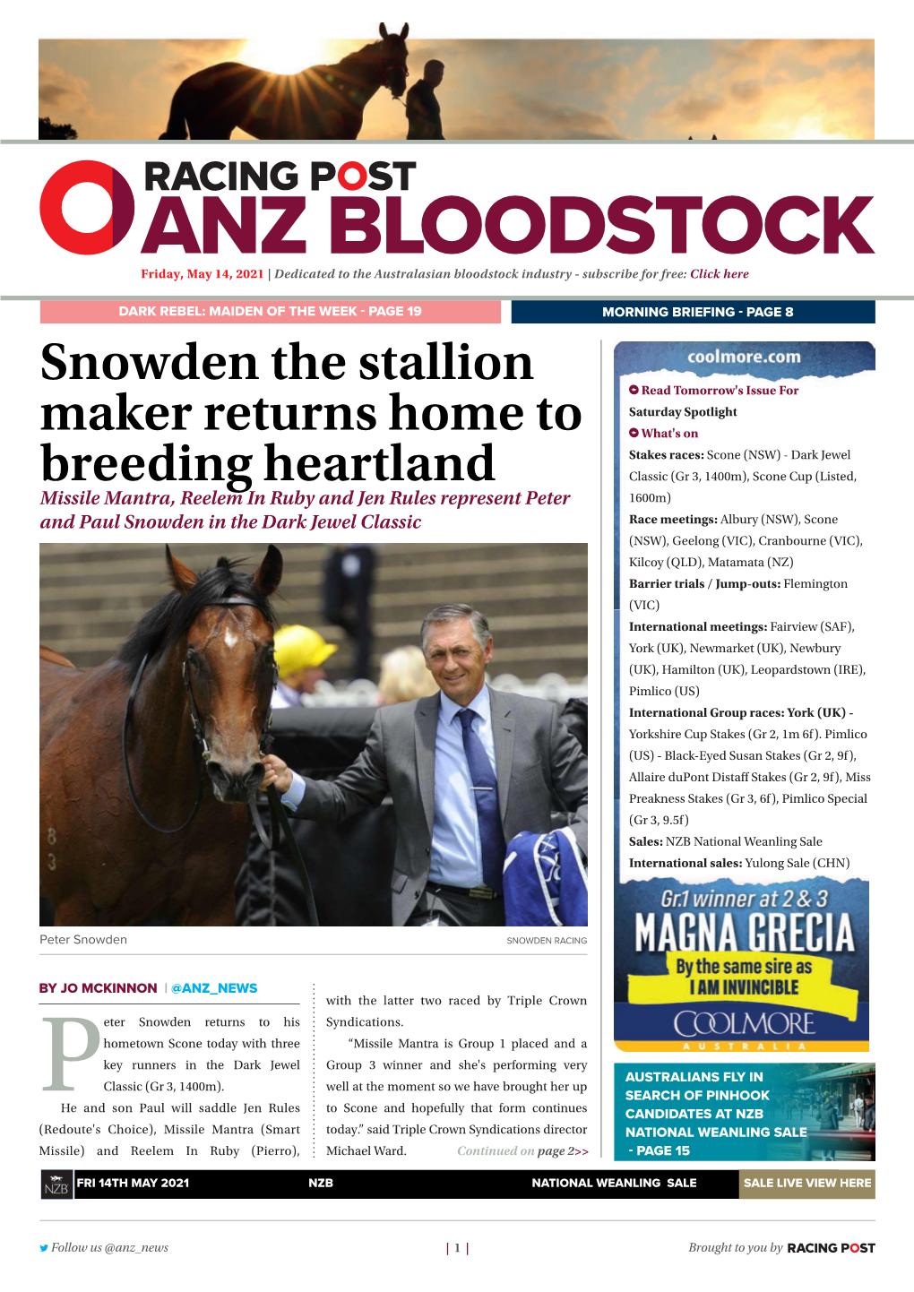 Snowden the Stallion Maker Returns Home to Breeding Heartland | 2 | Friday, May 14, 2021