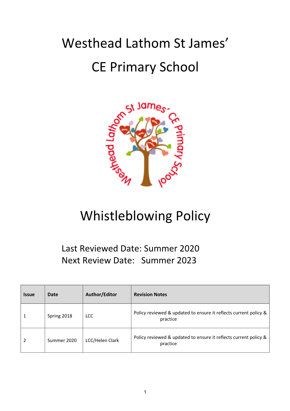 Whistleblowing Policy 2020