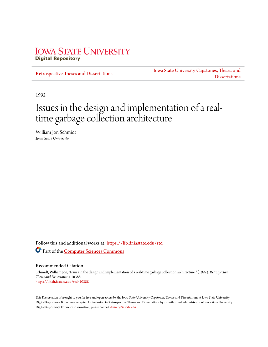 Issues in the Design and Implementation of a Real-Time Garbage Collection Architecture 