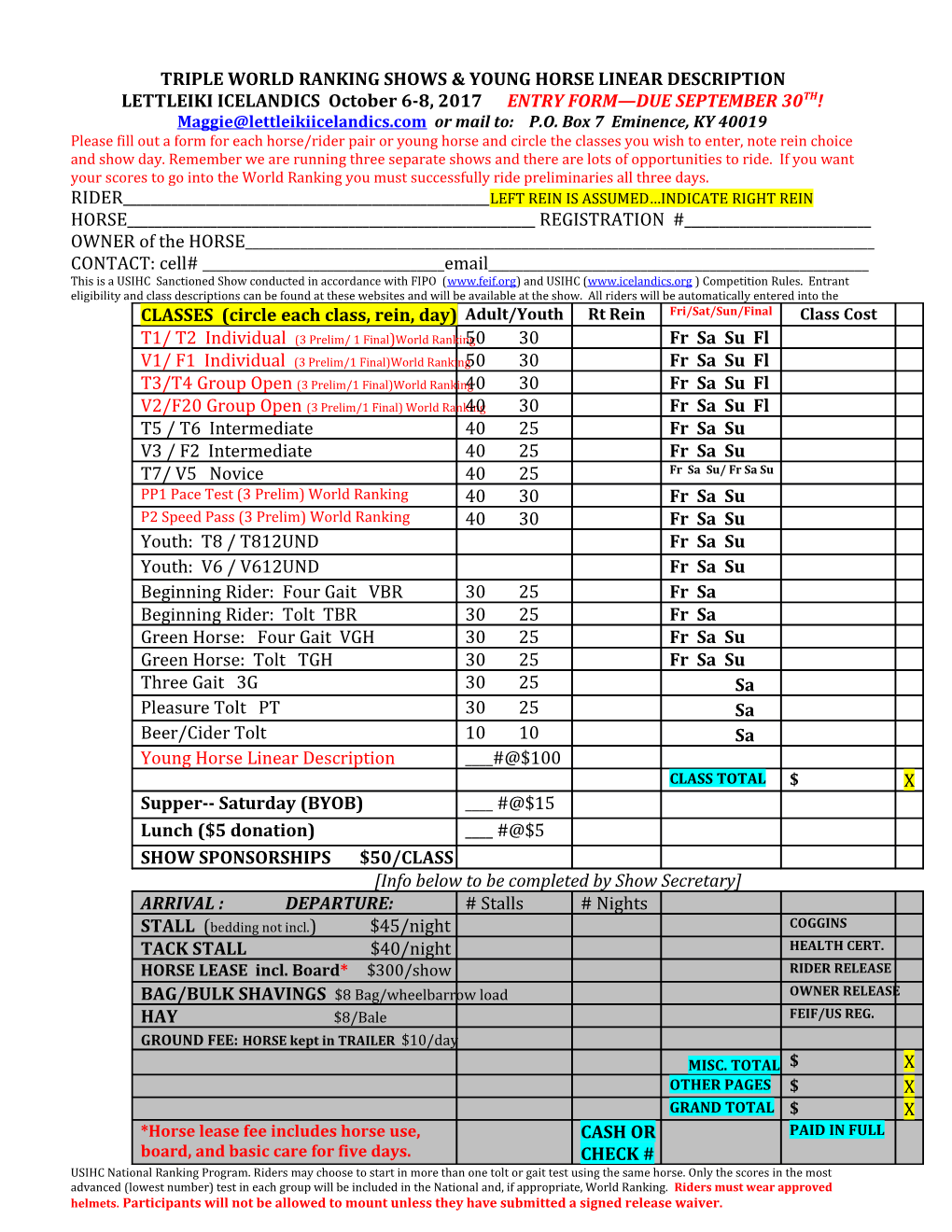 Triple World Ranking Shows & Young Horse Linear Description