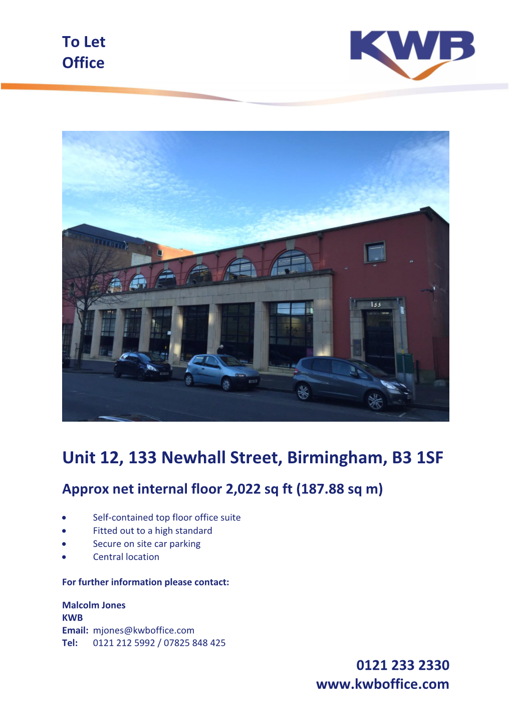 Unit 12, 133 Newhall Street, Birmingham, B3 1SF