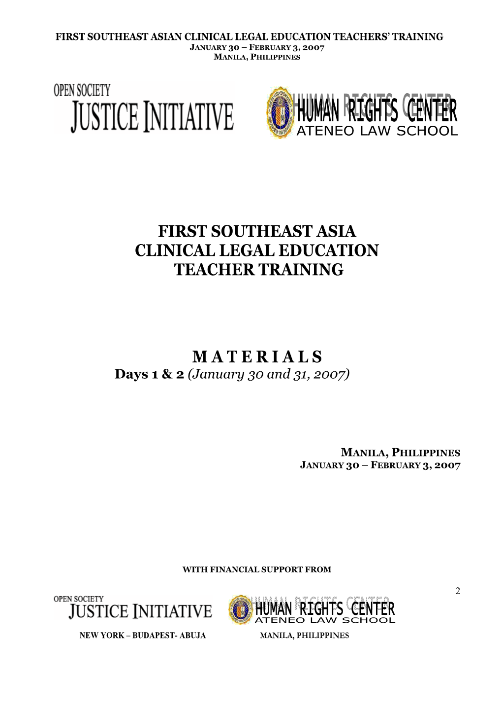 First Southeast Asia Clinical Legal Education Teacher Training