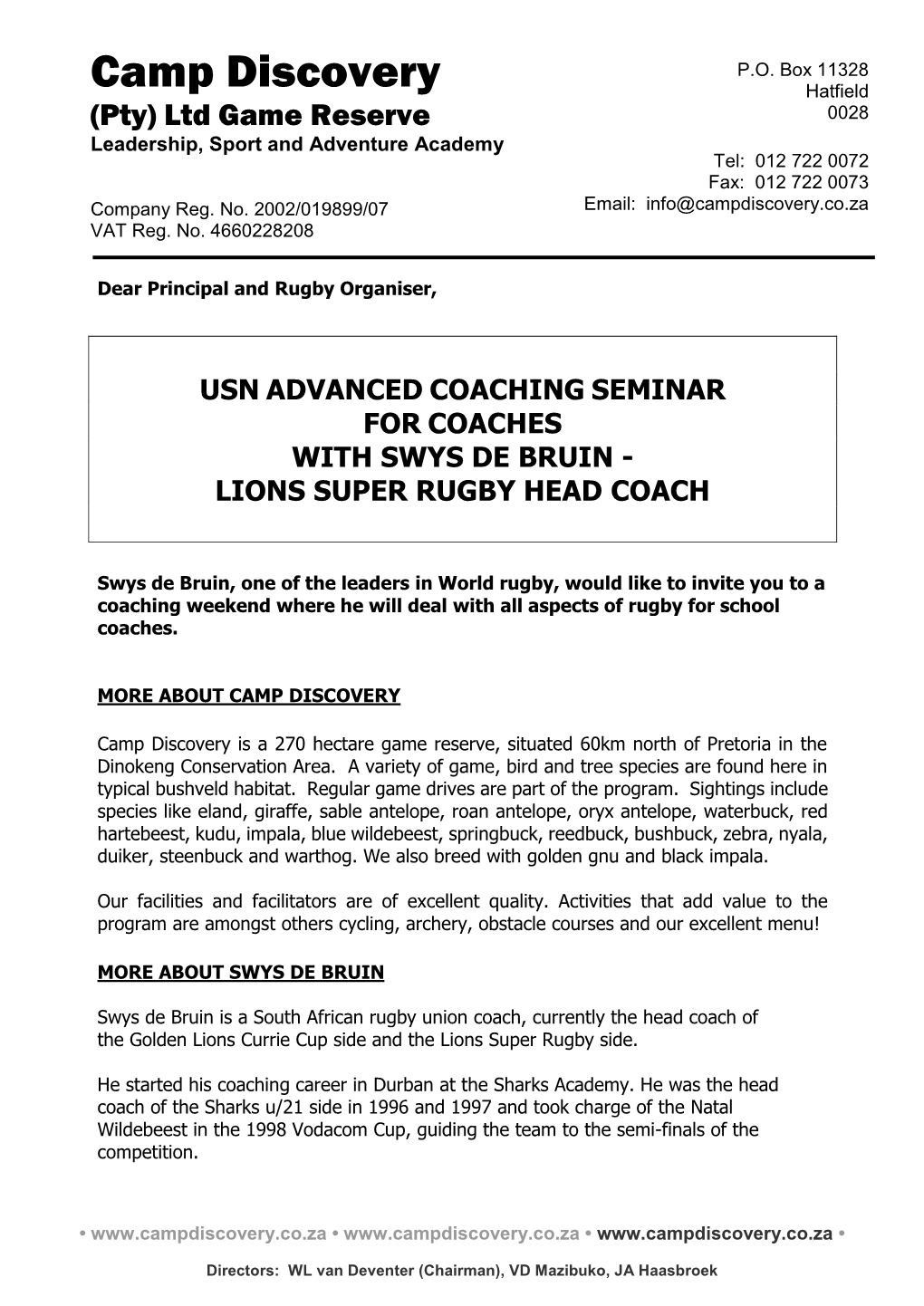 Lions Super Rugby Head Coach