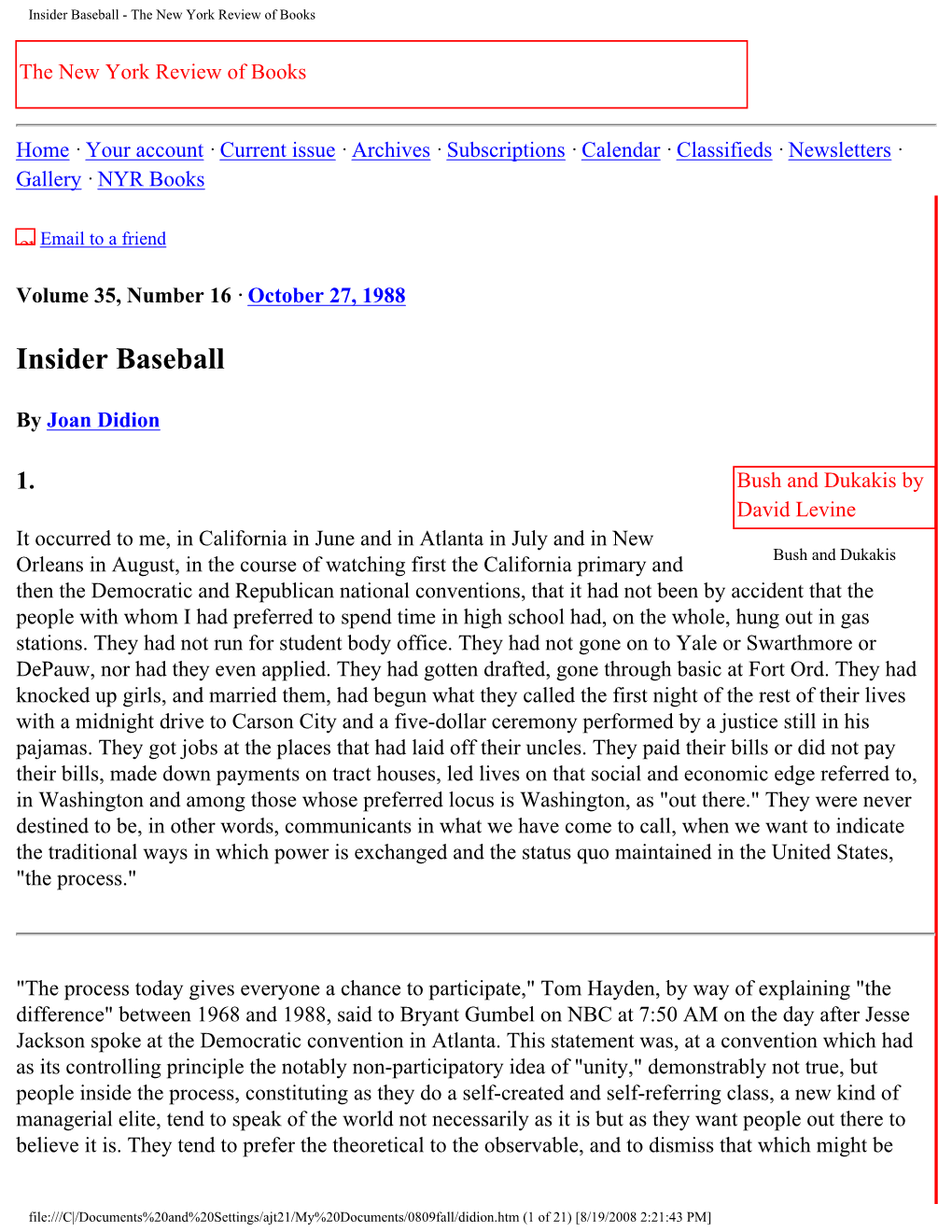 Insider Baseball - the New York Review of Books