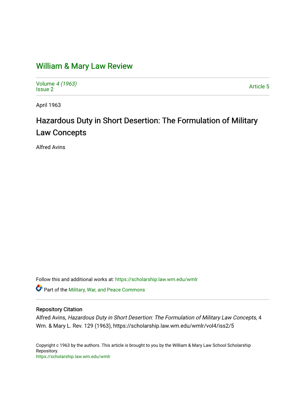 Hazardous Duty in Short Desertion: the Formulation of Military Law Concepts