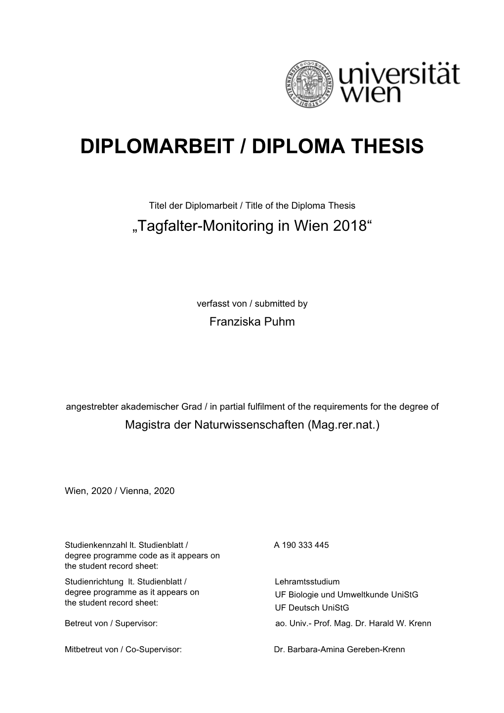 Diplomarbeit / Diploma Thesis