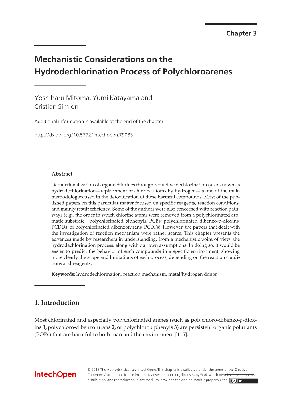 Mechanistic Considerations on the Hydrodechlorination Process of Polychloroarenes