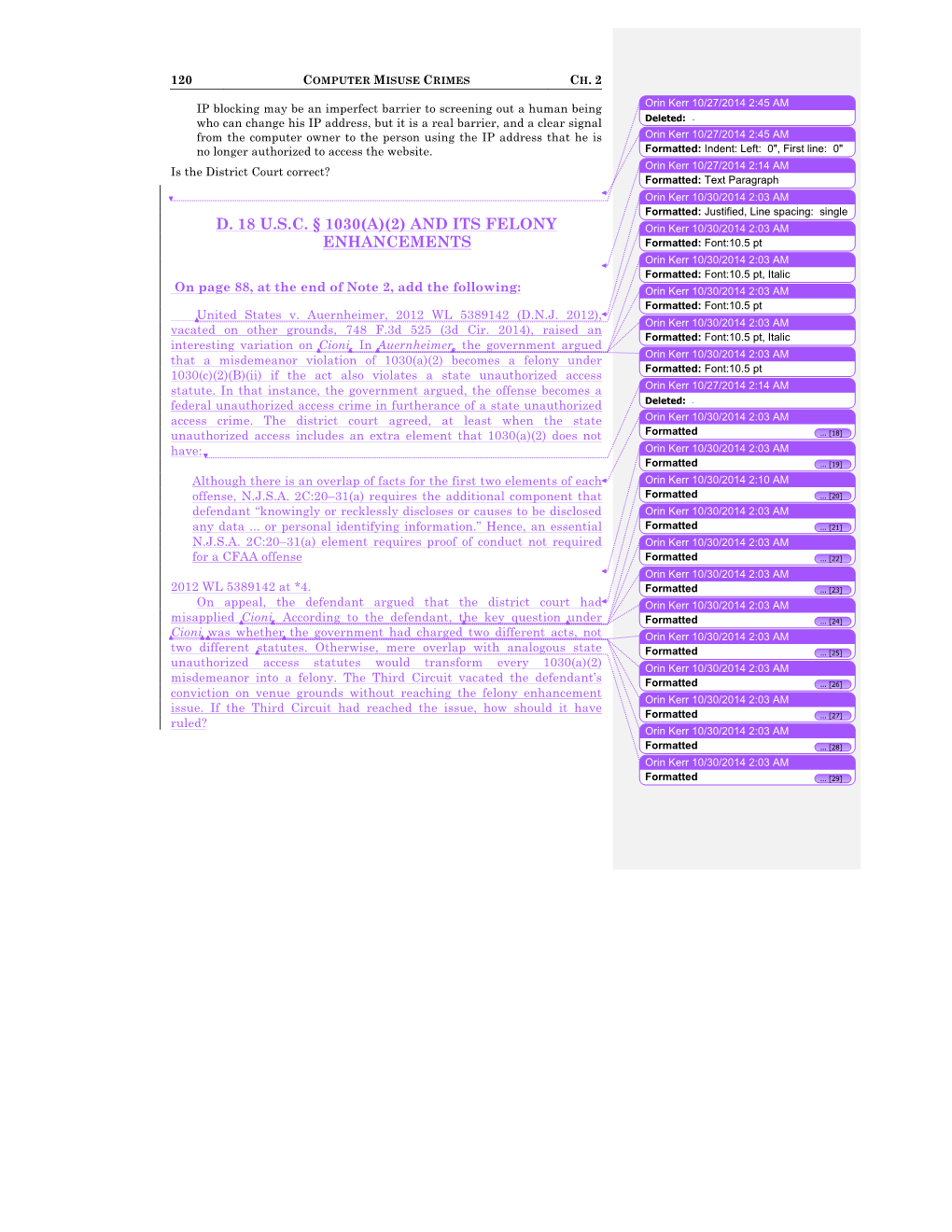 D. 18 Usc § 1030(A)(2) and Its Felony