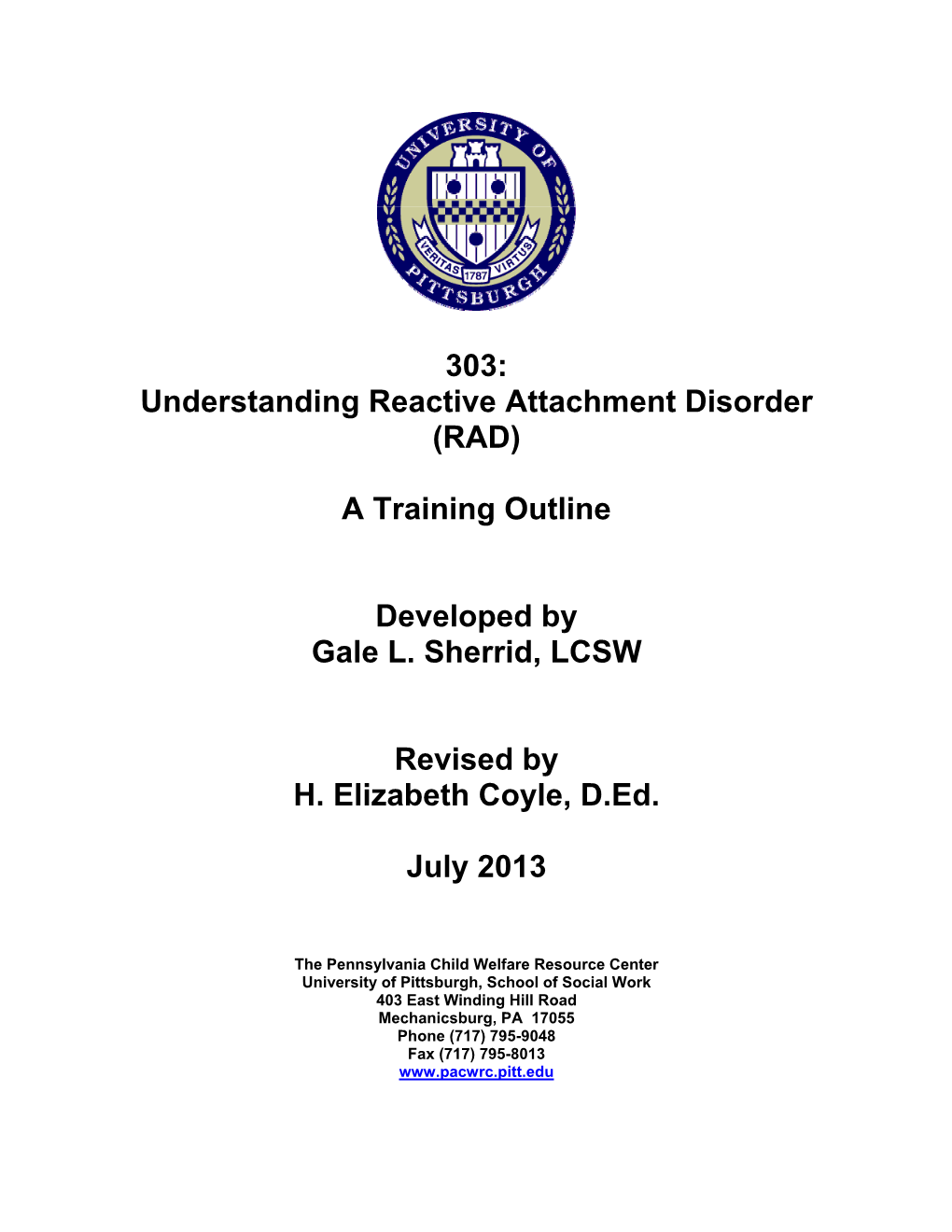 303: Understanding Reactive Attachment Disorder (RAD) A
