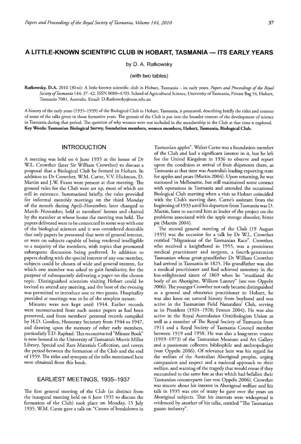 Papers and Proceedings of the Royal Society of Tasmania