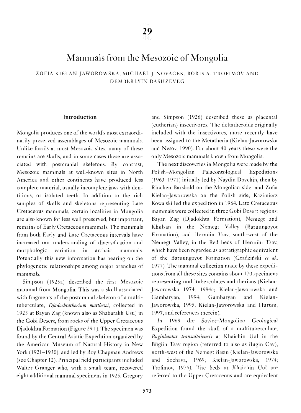 Mammals from the Mesozoic of Mongolia