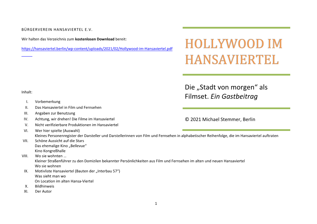 Hollywood Im Hansaviertel 2020