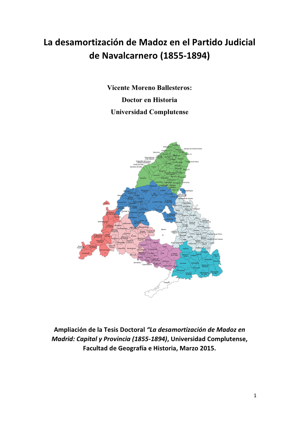 La Desamortización De Madoz En El Partido Judicial De Navalcarnero (1855 - 1894)