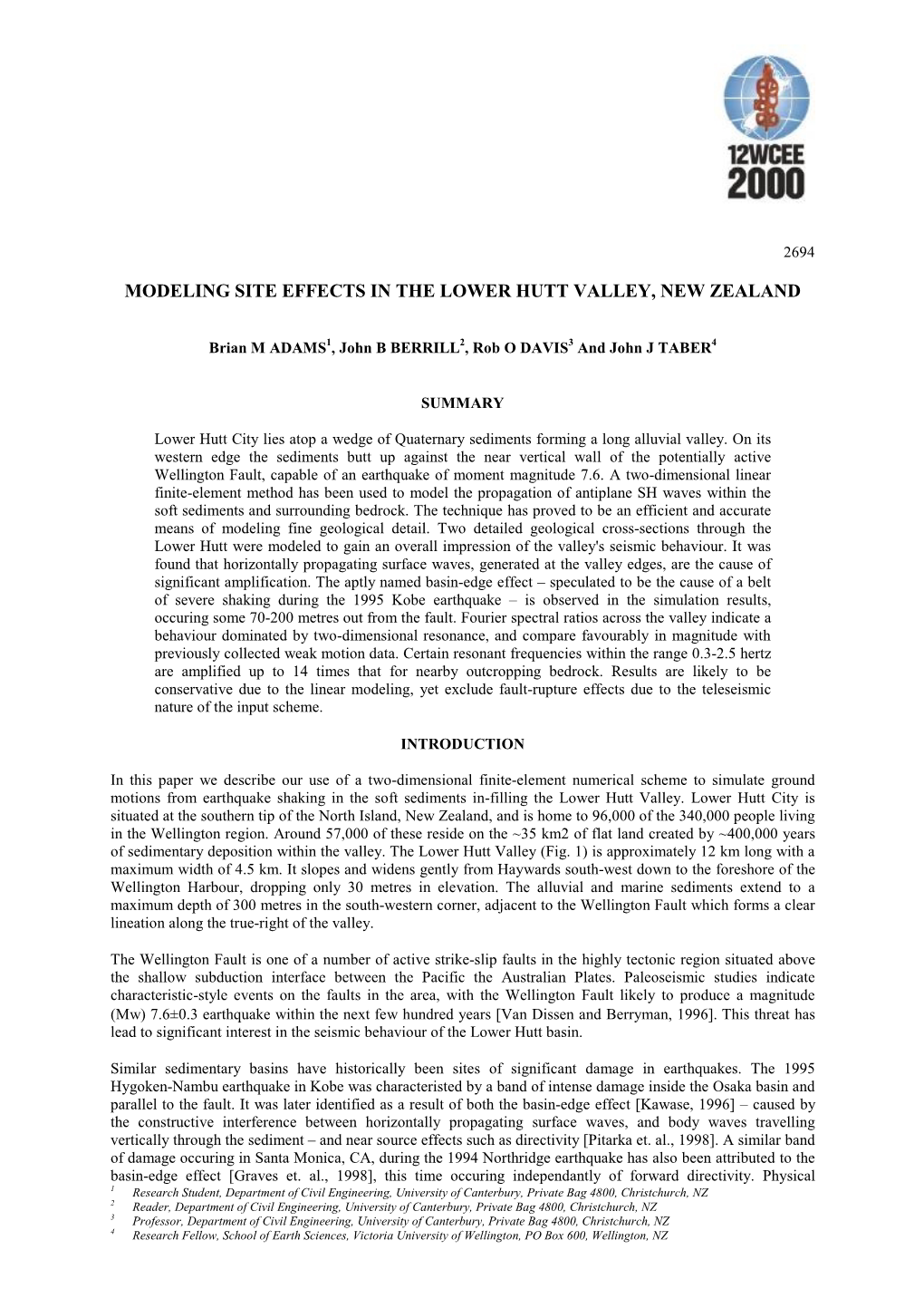 Modeling Site Effects in the Lower Hutt Valley, New Zealand