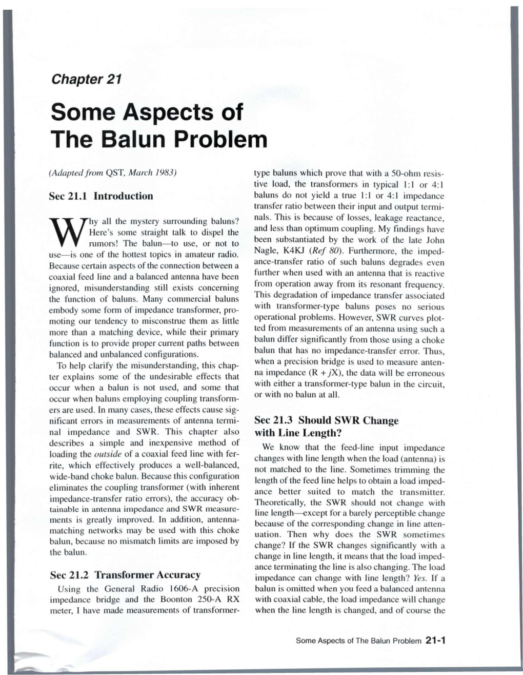 Chapter 21 Some Aspects of the Balun Problem