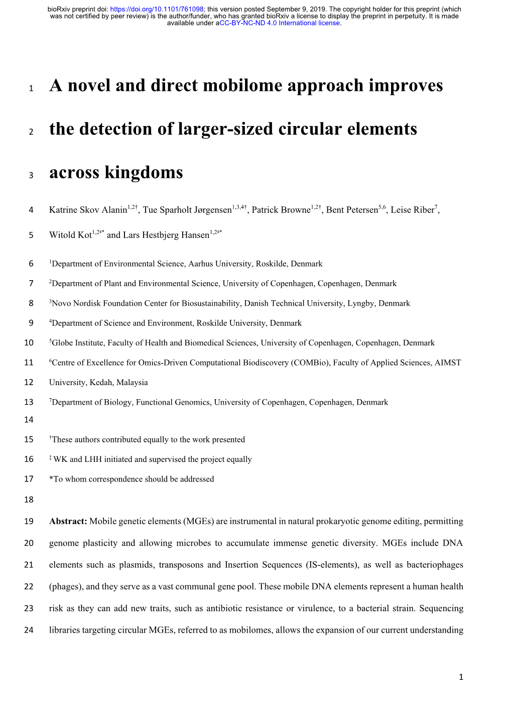 A Novel and Direct Mobilome Approach Improves the Detection of Larger-Sized Circular Elements Across Kingdoms