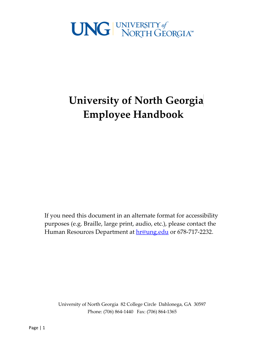 UNG Employee Handbook Procedures