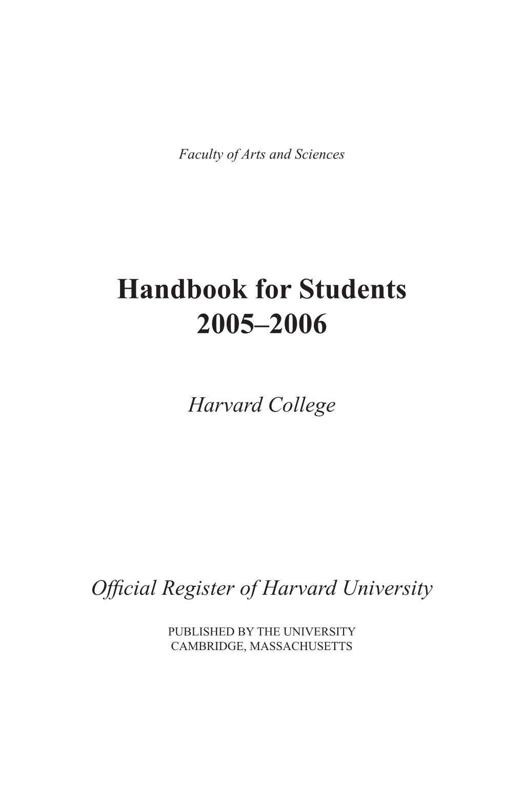 Handbook for Students 2005–2006