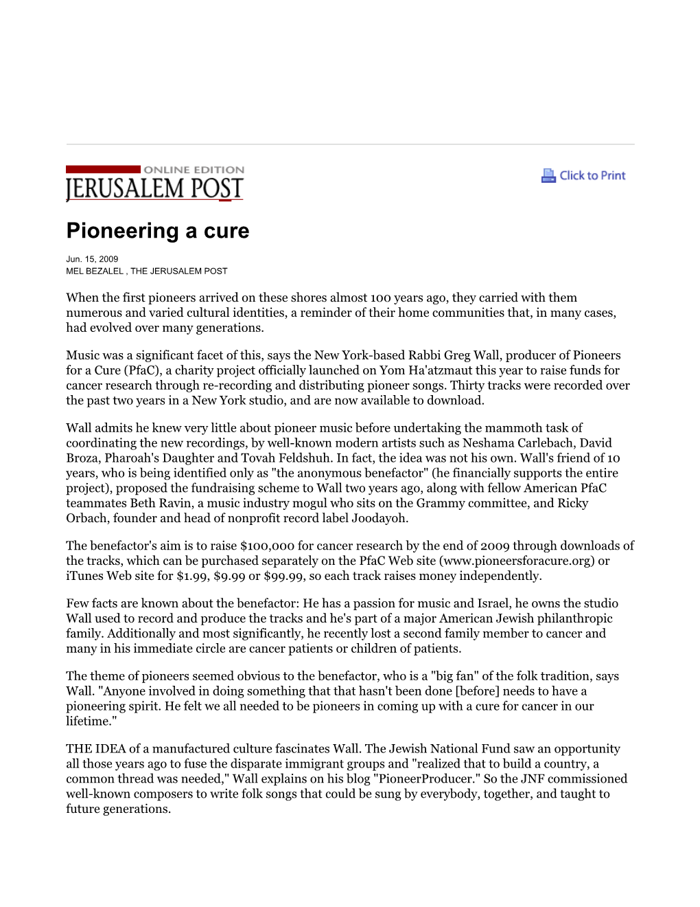 Pioneering a Cure