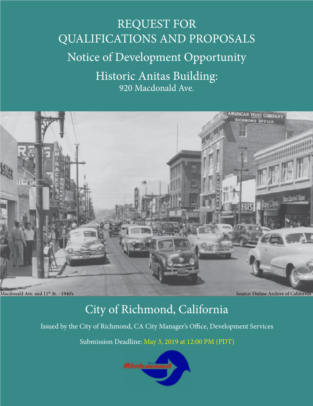 REQUEST for QUALIFICATIONS and PROPOSALS Notice of Development Opportunity Historic Anitas Building: 920 Macdonald Ave